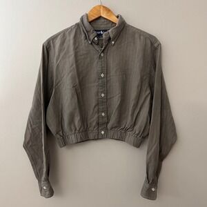 Urban Outfitters Renewal Remade VTG Ralph Lauren Button Up Bubble Hem Crop Shirt